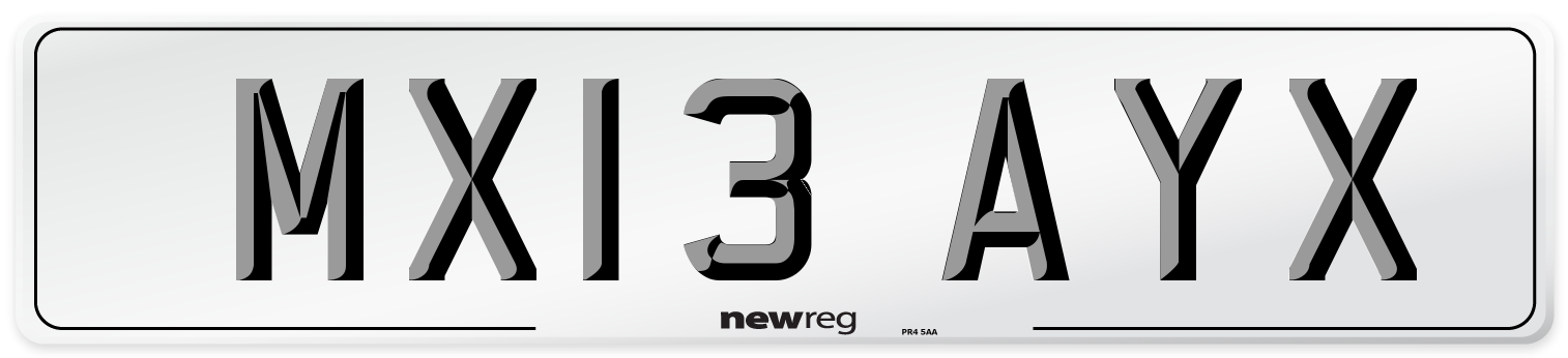MX13 AYX Number Plate from New Reg